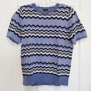 Ann Taylor Factory Chevron Wave Zig Zag Knit T shirt Sweater Small 100% Cotton